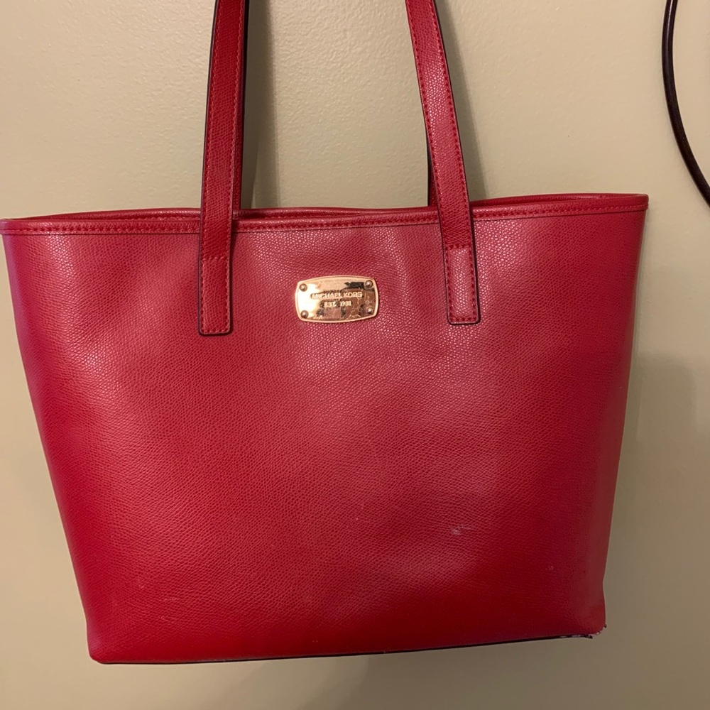 Authentic Michael Kors Red Handbag and Wallet
